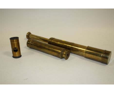 TWO VINTAGE BRASS TELESCOPES TOGETHER WITH ANOTHER (3) 