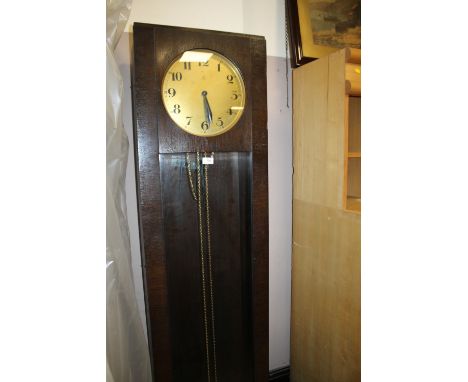 A CONTINENTAL OAK CASED LONGCASE CLOCK WITH ??? WEIGHTS H-182 CM