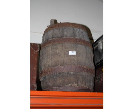 A VINTAGE METAL BANDED BARREL / KEG