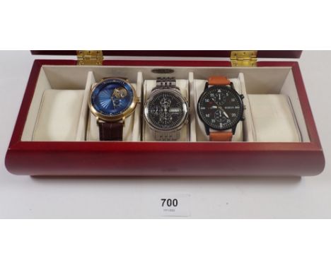 A collection of three wrist watches to include a Constantin Weisz wristwatch on a brown leather strap,  a gentleman’s Tissot 