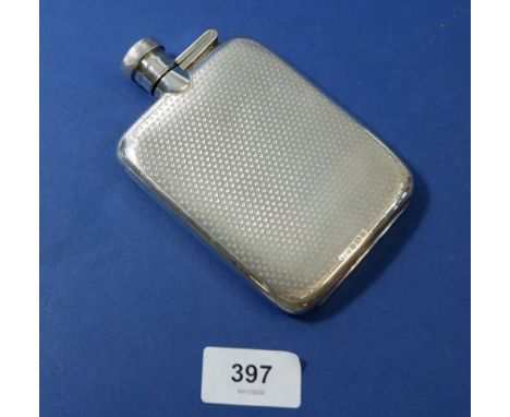 A silver spirit flask Birmingham 1929 by Burton Crosbee, 176g, 13cm