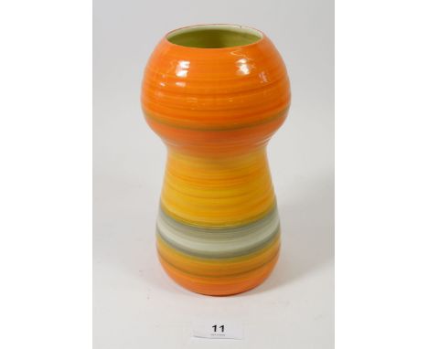 A large Shelley Harmony Ware orange bulbous vase, 20cm 