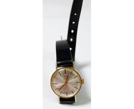 A Longines gold plated ladies manual wrist watch 