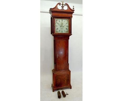 An 18th century mahogany longcase clock, the rose painted face with date and seconds dials,  by Halliwell of Warrington, eigh