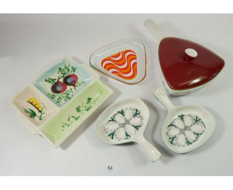 A group of 1960's vintage ceramics including Poole and Denby plus a 1960's glass ashtray 