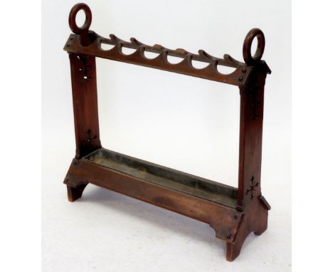 A Victorian mahogany stick stand with pierced decoration 