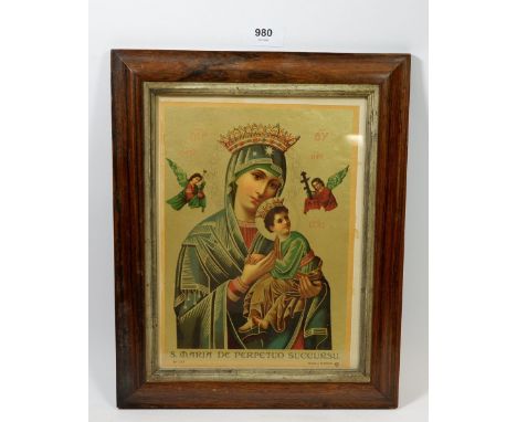 A Swiss print Madonna and Child, 26 x 20cm