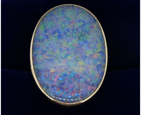 A 9 carat gold ring set large opal, size O, stone size 2.4cm 