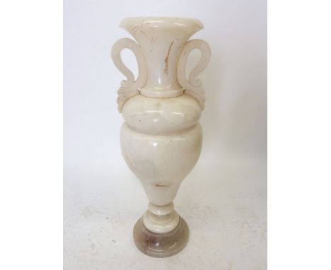 An large alabaster urn form illuminated table lamp 59cm tall 