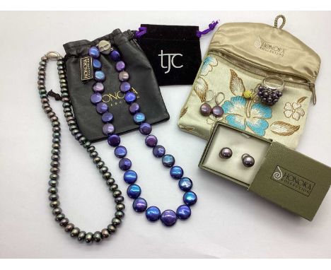Honora; A Collection of "925" Freshwater Pearl Jewellery, to include peacock pearl necklace, button pearl drop earrings, arti