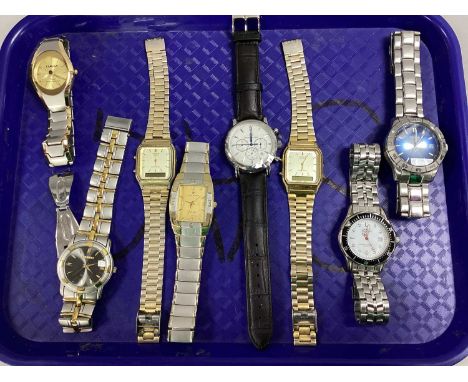 A Collection of Modern Gent's Wristwatches, including Casio, Jakko, Professional Watch Company, Fossil, etc.