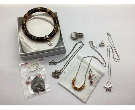 Ti Sento Milano; Tortoise Style Bangle with "925" Charm, together with a small collection of "925" jewellery, including The G