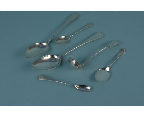 A quantity of silver cutlery including a pair of Georgian silver spoons, hallmarked London 1818, a Georgian Scottish silver l