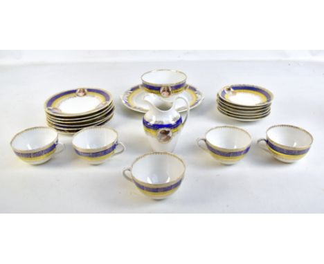 VIENNA; a 1920s/30s porcelain part tea service with printed decoration depicting oval portraits of young women comprising san