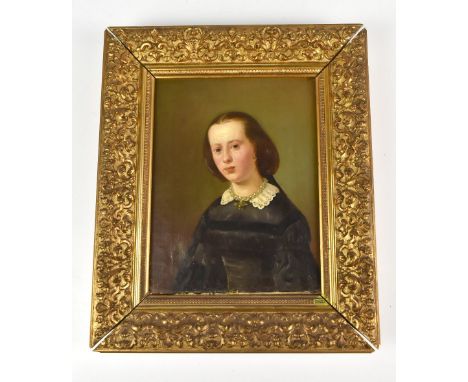 19TH CENTURY ENGLISH SCHOOL; oil on canvas, portrait study of 'Charlotte Von Zweidorff', unsigned, inscribed on label verso a