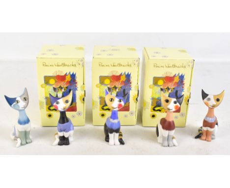 ROSINA WACHTMEISTER FOR GOEBEL; five contemporary ceramic models of cats, three examples in original box, height 10cm.Additio