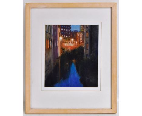 ALAN JOYCE (20TH CENTURY); oil pastel, 'River Medlock (Manchester)', signed lower right, 27 x 22.5cm, with Wendy Levi label v