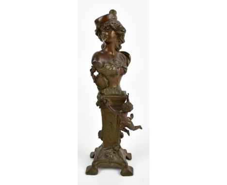 An Art Nouveau bronzed spelter bust, 'Carmen', unsigned, height 37cm.Additional InformationLight scratches and wear to the pa