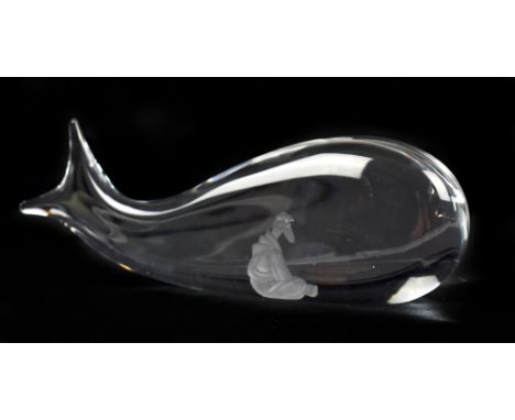 VICKE LINDSTRAND (1904-1983) FOR KOSTA BODA; a contemporary glass sculpture, 'Jonah in the Whale', signed and numbered 96880 