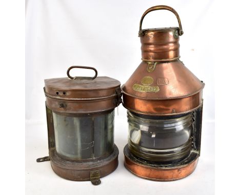 A late 19th/early 20th century copper Masthead ship's lamp by W.H. Webster &amp; Co Ltd of Grimsby, with inscribed number 136
