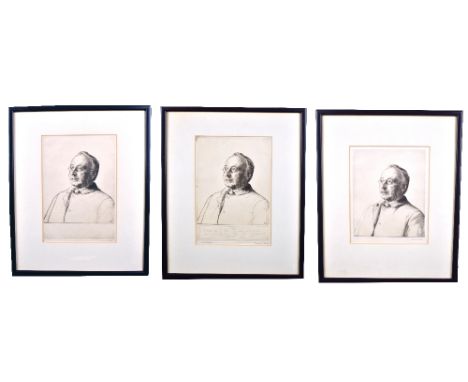 SIR FRANCIS DODD RA RWS (1874-1949); three drypoint etchings, portrait of Henry Jardine Bidder (1847-1923), Fellow and Tutor 