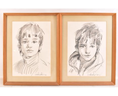 ROBERT LENKIEWICZ (British, 1941-2002); two pencil portraits sketches of young boys, signed lower right, both 32.5 x 22cm, bo