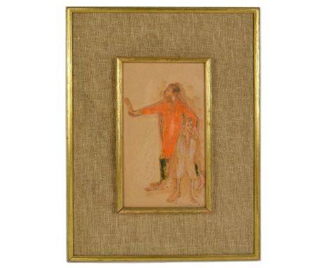 HAROLD RILEY DL, DLitt, FRCS, DFA, ATC (Born 1934); mixed media, 'Judas', titled and signed lower right, 24.25 x 14cm, framed