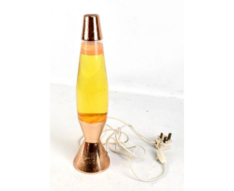 An original early 1970s lava lamp with copper coloured finished, height 40.5cm.
Please note this piece has not been tested fo