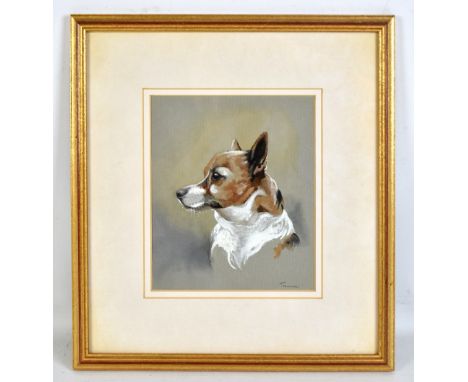 TROUNCE; watercolour heightened with white, study of a terrier, signed bearing Q Boddington Fine Arts label verso, 19.25 x 15