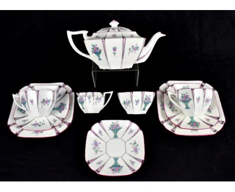 SHELLEY; a Queen Anne shape tea for two service decorated in pattern no.11495 (9).Additional InformationFlat shallow chip to 