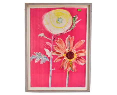 AFTER CHLOE CHEESE; coloured lithograph, study of flowers, 90 x 63cm, framed and glazed.Additional InformationGlass very dirt