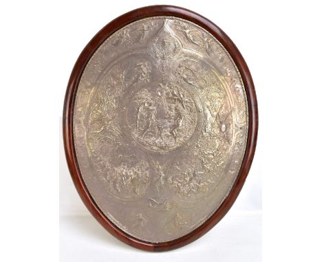 AFTER LÉONARD MOREL-LADEUIL (1820-1888) FOR ELKINGTON &amp; CO; a large and impressive silver plated plaque centred with Adam