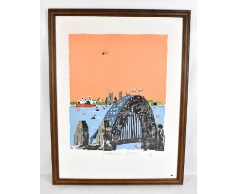 PAUL HOGARTH OBE RA (1917-2001); a signed limited edition lithograph print ‘Sydney Harbour’, produced at Curwen Studio by Pau