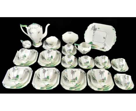 SHELLEY; a thirty-seven piece part coffee service in the Queen Anne shape and decorated in 'Balloon Trees' pattern, no.11674.