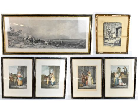 AFTER SIR EDWIN LANDSEER; a mid-19th century engraving, 'Harvest in the Highlands', engraved by J.T. Willmore, 35.5 x 96.5cm,