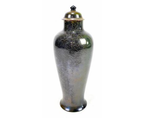 BERNARD MOORE; a high fired meiping shaped lidded jar, signed to base, height 30cm.Additional InformationCover with flat chip