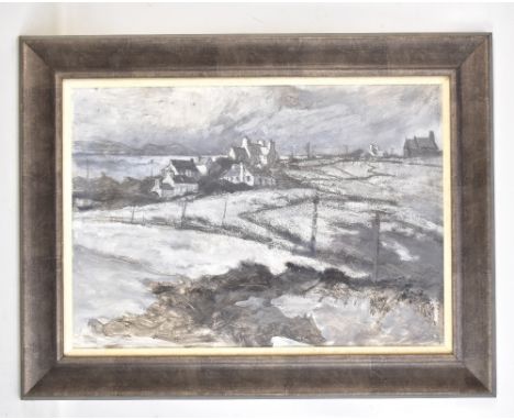 HUGH GARETH JONES; mixed media, farmhouse and buildings, Rhoscolyn Wales, signed lower right, 40 x 57.5cm. (D)Additional Info