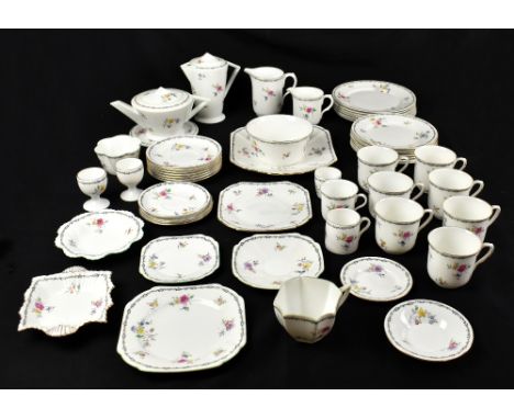 SHELLEY; a matched fifty-three piece part service comprising teapot and water jug in the Vogue shape, pattern no.2129, etc (5