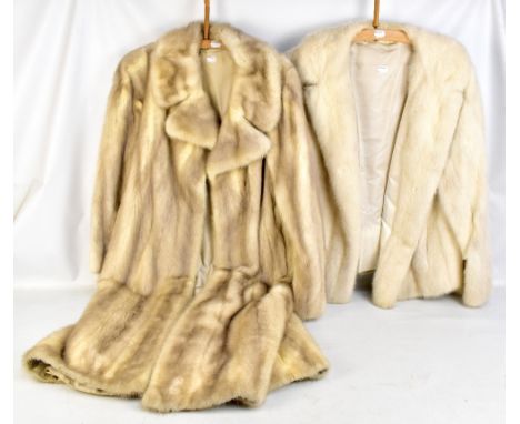A lady's vintage full length mink fur coat with silk lining, length approx 120cm, width underarm approx 48cm and a half lengt