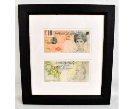 BANKSY (Born 1974); offset lithograph in colours 'Di-faced Tenner' a pair framed as one, each 7.5 x 14cm.Additional Informati
