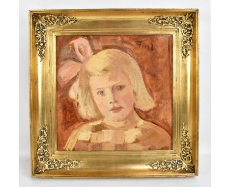 LUDVIG FIND (Danish, 1869-1945); oil on board, portrait of a young girl, signed, with artist’s biographical details verso, 28