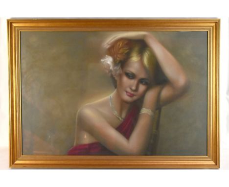 Y S WANG; mixed media, portrait study of a young woman, signed, 59 x 88cm, framed and glazed.Additional InformationBasically 