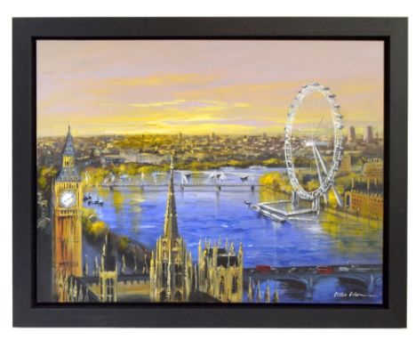 CSILLA ORBAN; oil on canvas, 'London View over West', signed lower right, 76 x 101cm, framed. (D)Additional InformationLight 