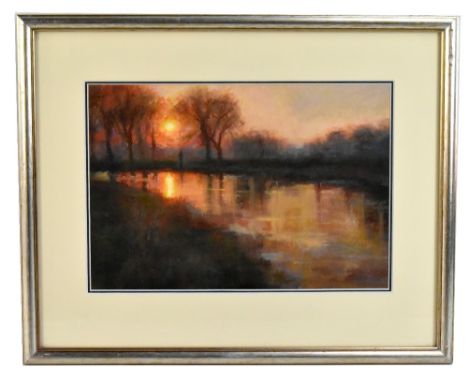 STEVEN BEWSHER (Born 1964); pastel, 'Sinking Sun (fading light)', signed lower right, 22.5 x 33cm, framed and glazed. (D)Addi