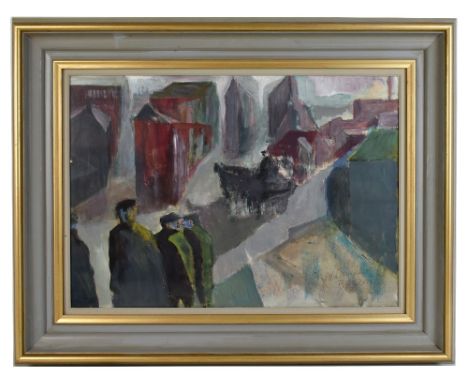 JOHN THOMPSON (1924-2011); mixed media, industrial street scene, numbered 2173, signed lower right, 40 x 57cm, framed and gla