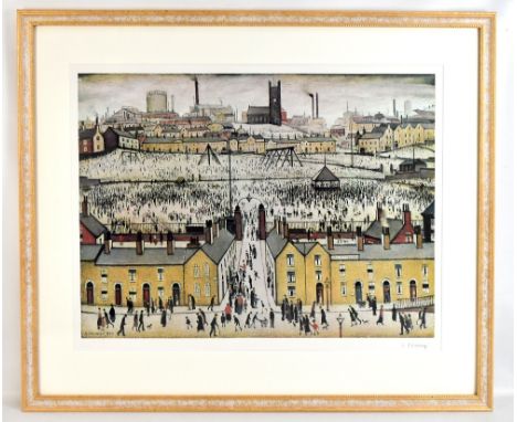 LAURENCE STEPHEN LOWRY RBA RA (1887-1976); a signed limited edition coloured print, 'Britain at Play', signed in pencil lower