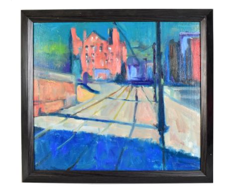 PAUL BASSINGTHWAITE (Born 1963); oil on board, 'Tram Tracks', signed verso, 40 x 44.5cm. (D)Additional InformationLight scrat