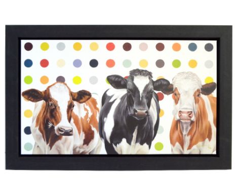 HAYLEY GOODHEAD; a&nbsp;signed limited edition giclée print on canvas, 'Damien's Herd', edition 42/195, 86.3 x 50.8cm, with c