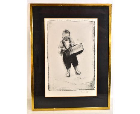 HAROLD RILEY DL DLitt FRCS DFA ATC (Born 1934); a pencil signed print depicting a child street vendor, signed and dated ‘70 l