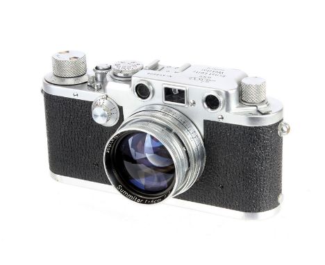 A Leica IIIf Black Dial Rangefinder Camera, 1950, upgraded from Ic, chrome, serial no. 458808, with Leitz Summitar f/2 50mm l
